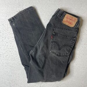 Levis 505 Regular Fit Jeans Mens 30x30 Black Faded Denim Straight Leg